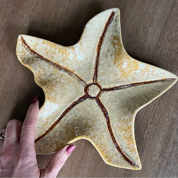 1948 Starfish MCM Vintage ceramic dish /tray gold/tan tones no chips - Picture 6 of 12